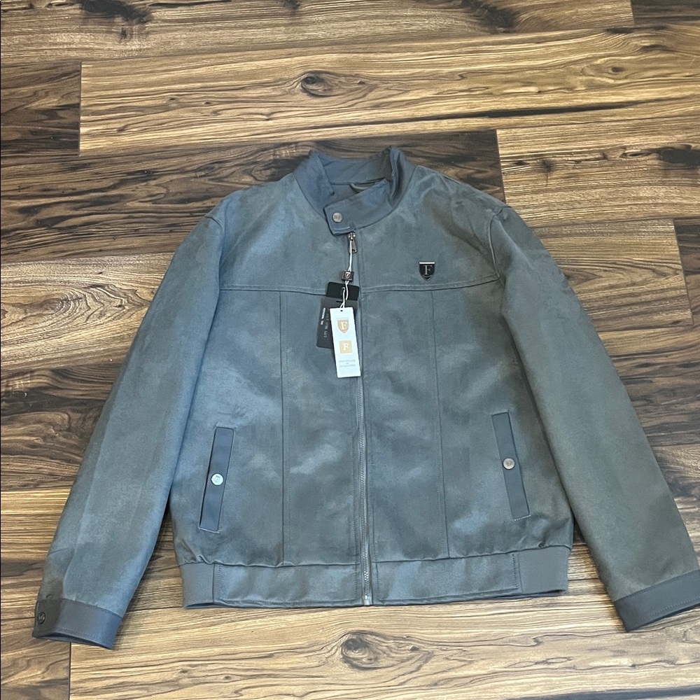 Ferrari F1 Collection Gray Suede Jacket NWT